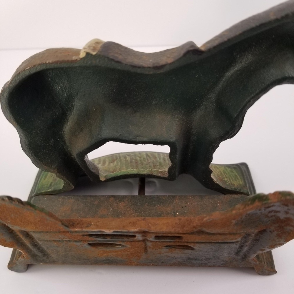 Vintage Cast Iron Horse Doorstop Hand Painted Equestrian Farmhouse Decor 7 Inch - Picture 11 of 11